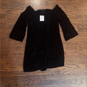 Zara Chic Stylish Black velvet dress New With Tags  Size XS